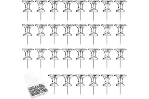 JINGEGECOME 30 szt. metalowych gigantycznych pinezki, Jumbo Push Pins 2,5 cm, duże pinezki do korka, duże czarne pinezki na kciuki do powieszenia na ścianie, do biura, domu, klasy, dekoracyjne, srebrne, 30 szt