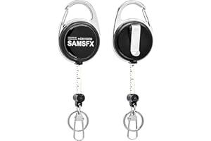 SAMSFX Zinger Retraktor für Maßband, zum Fliegenfischen, Karabiner-Stil, Clip auf der Rückseite, Haltegurt, Ausweishalter (2)