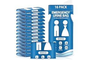JEDWKFA 16 Piezas Bolsas Orinal Portatil, Bolsas de Orina para Viajes, 850ml Orinal para Adulto Niños, Bolsas de Vómito de Urinario, Urinario Portatil Mujer para Camping, Aseos, Viajes