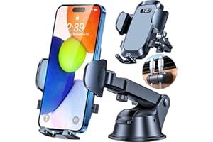 YRU [80LBS Strongest Suction & Military-Grade 2024 BEST Car Phone Holder [Patented 2-Side-Lock & Safety Certs] Universal Phone Mount Dash Windscreen Vent Van for iPhone 15 Pro Max Samsung, Gray