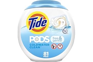 Tide Pods Detergent Pacs Free and Gentle He Turbo 81 Load Bath