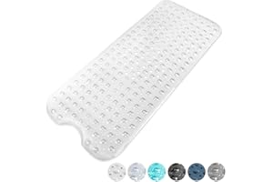 KEPLIN Premium Non-Slip Bath Mat - 200 Suction Cups, BPA, Latex Free, Mildew Resistant, Machine Washable - Safe, Durable & Comfortable for Shower Runner & Bathroom Tubs Extra Long (40x100cm) - White