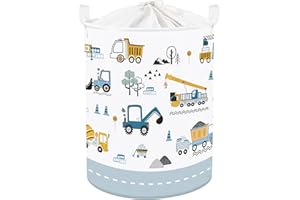 HUUMONSS Cartoon Cars Storage Basket for Parents Organizing Kids Toys Clothes Large Boys Gift Toy Box Bin Laundry Hamper for Bathroom Shower,Crane,63L