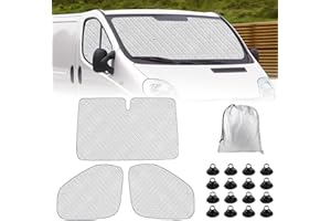 SOEKODU Pare-Soleil pour Pare-Brise de Camping Car Remplacement pour Renault Trafic 2001-2014, pour Vivaro 2001-2014, Lot de 3 Pare-Soleil Thermiques Internes avec Sac de Rangement,100% Occultation