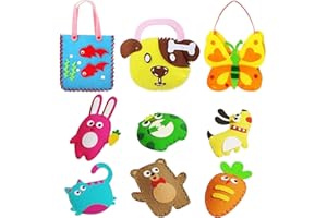 BDSHUNBF BDSHUNFB 9 Pezzi Confezione da Cucito in Feltro, Kit da cucito per imparare a cucire Artigianato e Cucire Set, Educativi Principianti Cucito Peluche Ripiene Ornamenti