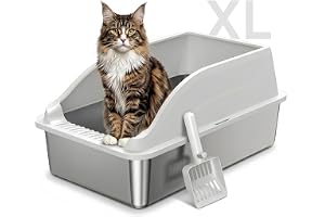 Kattlåda i rostfritt stål 36L, luktfri, lätt att rengöra non-stick