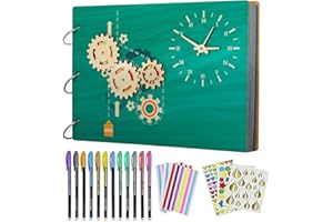 ZEEYUAN Album Fotografico Fai da te Scrapbooking Album Foto in Legno con 12 penne a colori e adesivi