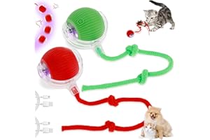 JOKAPY 2 bolas interactivas para gatos con luz LED – Recargable por USB, eléctrico, 360° Rolling – Juguete de inteligencia para gatos y perros