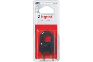 Legrand - Fiche plate mâle sans terre plastique - avec anneau extraction - blister - noir