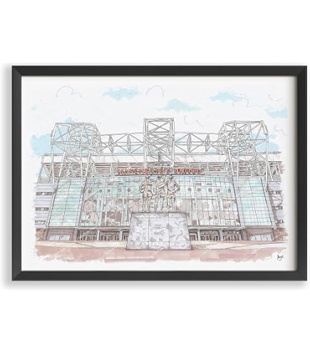 GroundDesigns Affiche A3 Old Trafford – Impression 350g/m², Sans Cadre, Art Mural Rétro Pour Fans De Manchester United