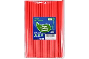 Lives on Green Lot de 100 pailles jetables en papier rouge solide, 19,7 cm, pour boire, décoration, gâteaux, loisirs créatifs, respectueux de l'environnement
