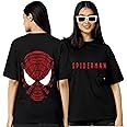 Uniplanet Store Oversize Spiderman Round Neck Anime Printed Black Cotton Tshirt for Women
