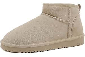 Meik Mangni Botas de Nieve Plana Corta Para Mujer Cálidas Boots de Invierno Con Peluche Forro Nieve Impermeable Antideslizante Botines Cómodas Zapatos,Tallas:36-43 EU