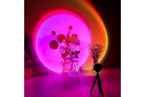 Lampe coucher de soleil, Sunset Lamp, 16 Couleur Lampe de projection avec trépied, Sunset aura, Lampe LED arc-en-ciel USB, Lumière de visuelle romantique, Rotation à 360 degrés, Beau cadeau