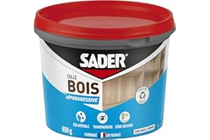 Sader Colle à Bois Prise Progressive – Colle Vinylique Bois Intérieur – Colle Forte pour Tous Bois et Dérivés –Transparente après Séchage – Sans Solvant – Pot de 650 g