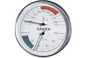 TIMCORR Sauna Thermometer Hygrometer, 2 in 1 Fahrenheit Thermometer Hygrometer for Sauna Room, Indoor Humidity Temperature Monitor Gauge Sauna Accessories