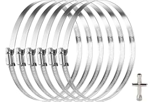 ANCUIOYZ 6 Pieces of Metal Hose Clamps, 304 Stainless Steel Channel Clamps, Adjustable Pipe Clamps with a Diameter of 91-114 mm for Fixing Pipes