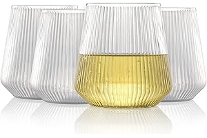 hotder Tritan Plastic Wine Glasses 355 ml, Water Glasses, Drinking Glasses, Juice Glasses, Set of 4, Dishwasher Safe, Perfect for Home, Camping, Party, BPA-Free, Vertical Design