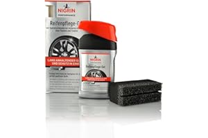 NIGRIN Wydajny żel do opon, 300 ml, chroni opony samochodowe przed promieniowaniem UV, brudem i solą, ze specjalną gąbką do nakładania do pielęgnacji opon i połysku opon