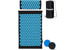 LifeGoods Tapis d'acupression avec coussin - Tapis de presse sans fil - Tapis d'acupression - Tapis d'acupression - Tapis d'acupression - Tapis de massage - Dos - Tapis à picots - Tapis Fakir - Tapis