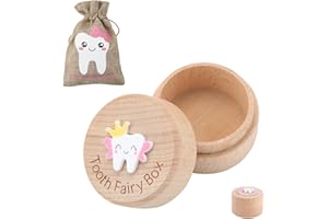 Mantoto Tooth Fairy Box, 2 Piece Tooth Fairy Kit Cute Tooth Box Keepsake with Tooth Fairy Bag 3D Carved Wooden Tooth Storage Box Used to Store Dropped Teeth (Pink)