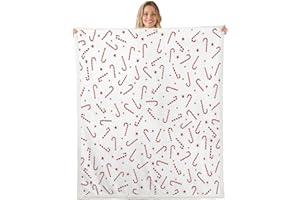 Homewish Kinder Weihnachten Decke 130x150,Niedliche Weihnachten Candy Cane Stern Fleecedecke für Jungen Mädchen Teenager Erwachsene,Weihnachtsdekor Moderne Kuscheldecke Rot Weiß Decken Zimmerdekor