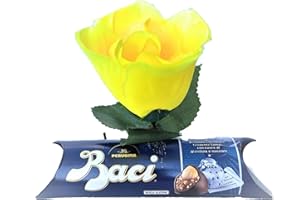 Baci Perugina Idee Regalo Festa Della Donna 2024 - Anniversario - Baci Perugina Classico 37,5 + Rosa Gialla - Regalo per Lei (Artificiale)