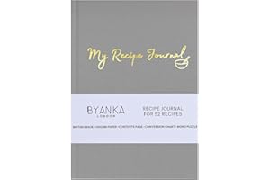 BYANIKA Recipe Book For Own Recipes | Create Your Own Cookbook Journal | Hardback Notebook | Blank Diary To Write In | Cooking Organiser Family Cook Books | Foodie Baking Kitchen Gifts (Grey)