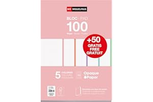 Miquelrius - Recharge de feuilles A4 quadrillées 5x5 mm, 150 feuilles 90 g/m² en 5 couleurs pastel, Perforation standard pour classeur à anneaux, Fournitures scolaires, Couleurs pastel