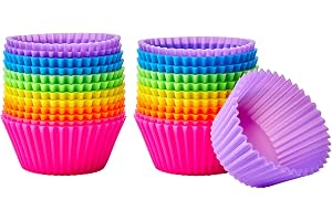 Amazon Basics Återanvändbara bakkoppar i silikon, paket med 24 (ugnssäker upp till 220 °C)
