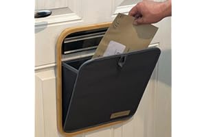 Mail More® Front Door Mail Parcel letter Catcher Cage No Screws - Black Mail Catcher for Letterbox - Post Parcel Holder - Indoor Mail Catcher - Parcel - Bamboo Frame Post Holder