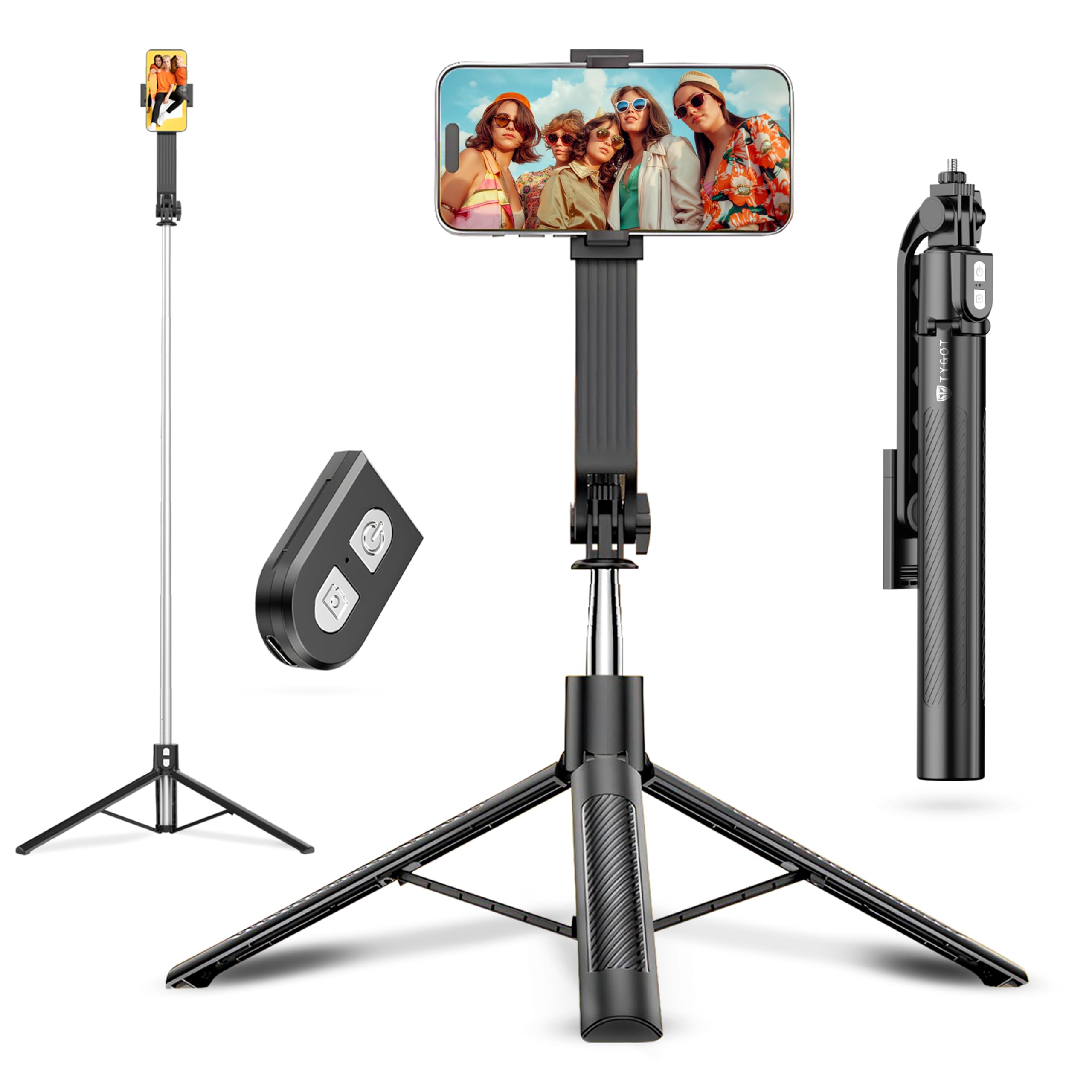 Tygot TSS-10 79 Inch (200CM) Selfie Stick Tripod, Rechargeable Bluetooth, 360° Rotating Mobile & DSLR Camera Stand, Foldable Vlog Stand with Ring Light Holder – YouTube, Travel, Photography