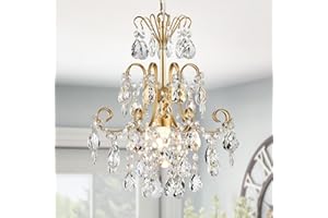 WUZUPS Crystal Lustre 1-Lumière Pendentif Lumière de plafond Lumière d'éclairage moderne pour chambre Couloir Bar Cuisine Salle de bains, H 39.9 cm x L 35 cm, Base E14, Or