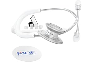 MDF INSTRUMENTS MDF® MD One® Premium Estetoscopio doble cabeza de acero inoxidable - Garantía de por vida & Programa-piezas-gratuitas-de-por-vida - Blanco (MDF777-29)