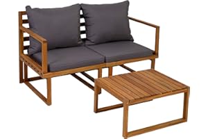 ‎GREEMOTION Greemotion 131827 Balkonmöbel-Set Dijon, Sitzgruppe aus Akazienholz FSC 100 %, Balkonset mit Tisch und zwei Stühlen, Gartenmöbel-Set inkl. Sitzkissen