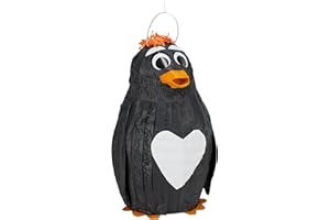 Relaxdays Pignatta a Forma di Pinguino, da Appendere, per Bambini e Adulti, da Riempire, HxLxP: 42 x 21 x 21 cm, Nera