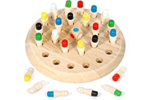 PQETBV Scacchi Della Memoria Gioco,Giochi Montessori superiore a 3 anni Scacchi Bambini Giochi Legno, Giocattolo per Bambini da Allenamento di Memoria, Regalo Adatto per Bambini e Anziani