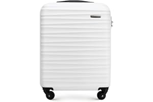 WITTCHEN Maleta de Viaje Equipaje de Mano Maleta de Cabina Maleta de ABS con 4 Ruedas giratorias Cerradura de combinación Asa telescópica Groove Line Tamaño S Blanco