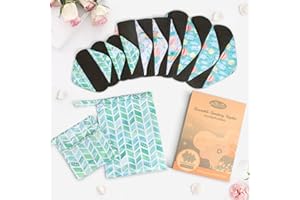 Viedouce Assorbenti Lavabile,9 Pezzi Assorbenti Igienici Lavabili in Bio- Cotone,Assorbenti Ecologici Lavabili,Assorbenti Salvaslip Lavabili,Panty Liners con 2 Impermeabili Borse di Stoccaggio