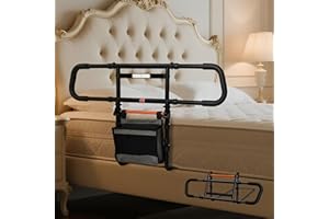 NIMOOD C5 Barandilla Cama Adultos Plegable - Altura y Ancho Ajustable Barrera Cama Adultos, Baranda Cama Articulada Adulto con LED, Asidero Cama para Mayores, Facilita Levantarse y Cuidados