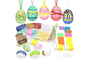 Sprinlot 25 Piezas Huevos de Poliestireno, Huevos Pascua blancos, Manualidades huevos de pascua, Decoraciones de Pascua para Huevos, con Lentejuelas de Colores y Alfileres para Manualidades pascua