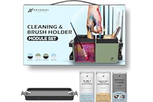 KRYDRUFI Portable All-in-One Modular Painting Station with Paint Brush Cleaner and Holders,Wet Paint Palette Tray with Lid for Miniature Painting and Acrylic Paints（Basic Set）