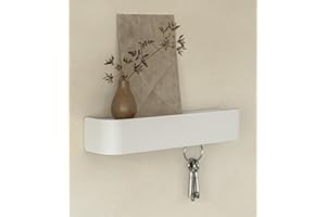 Kazai. Portachiavi da parete 'Tone' | Design minimalista porta chiavi da muro per casa ispirato Berlino | Appendi chiavi con mensola metallo | Appendichiavi ingresso, arredo da corridoio | Bianco