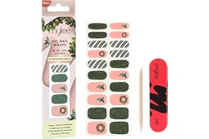 Mylee Gel Nail Wraps [Wreath & Repeat] – Party Season Collection – 10 Pre-Cured Gel Stickers, Self-Adhesive, No Lamp Needed, Chip-Resistant, Glossy Finish, Long Lasting, Easy to Apply, Nail Art