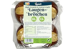 ‎LOCAWO Locawo High Protein & Low Carb Laugenbrötchen | Eiweißbrötchen | Voller Weizengeschmack | ideal für eine eiweißreiche, kalorien- und zuckerreduzierte Ernährung