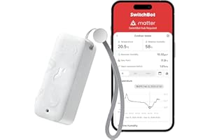 SwitchBot IP65 Indoor Outdoor Hygrometer Thermometer Wireless, 100m Bluetooth Range, Refrigerator Thermometer, Dewpoint/VPD/Absolute Humidity Sensor, Free Data Storage Export, 2 Years Battery Life