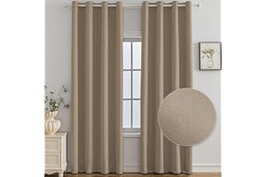 Ystyle Tende Oscuranti per Interni 2 Pezzi, 140x280 CM, Termiche Isolanti, Anti-Rumore, con Anelli, Tenda Moderna Per Camera da Letto e Soggiorno, Caffè Chiaro