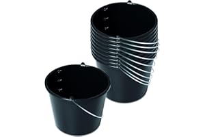 ‎KISTENBERG Kistenberg 10x Baueimer 12 Liter | Eimer mit Skala und ergonomischem Griff | aus robustem Kunststoff | schwarz | ideal für Bauarbeiten, Garten und Heimwerkerprojekte | 31 x 24 cm