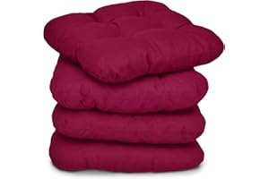 ‎BEAUTISSU Beautissu 4er Set Sitzkissen 40x40 cm Lisa Rot - weiche Indoor & Outdoor Kissen mit 8cm Schaumstoff Füllung, widerstandsfähige & robuste Sitzpolster für Außenbereich Made in EU
