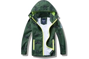 HZXVic – Imperméable pour enfant – Veste coupe vent pour garçon – Combinaison de pluie avec capuche – Motif dinosaure Bleu - 2-7 ans